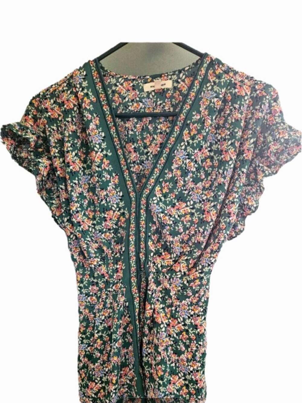 Max Studio Green Pink White Purple Floral Top Size S